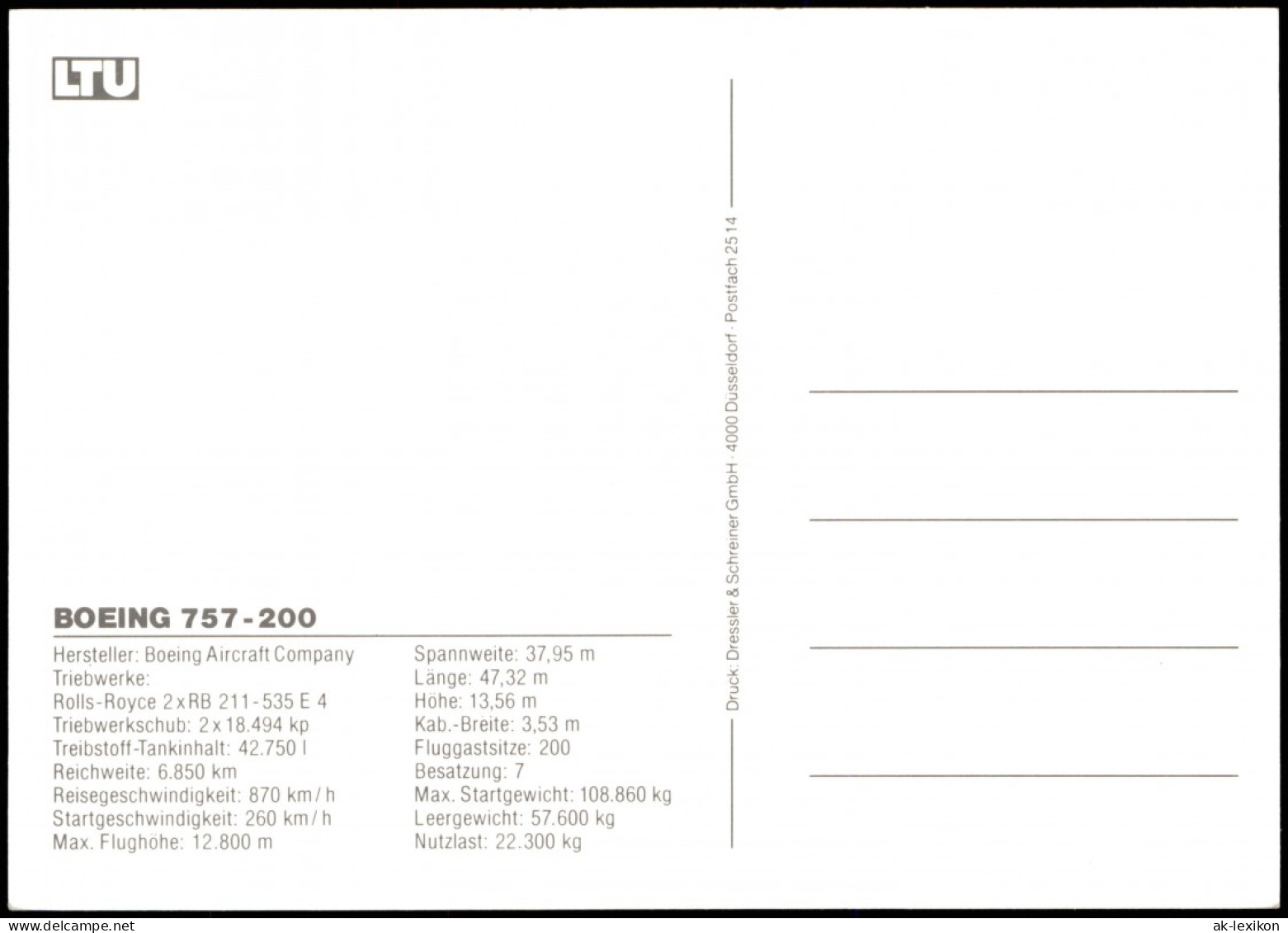 Ansichtskarte  BOEING 757-200 LTU Flugzeug Airplane Avion 2004 - 1946-....: Ere Moderne
