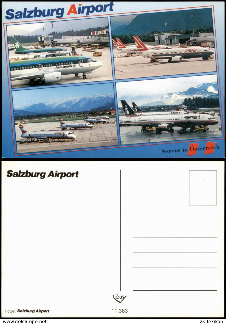 Salzburg Flughafen Airport Flugzeuge Div. Airlines, Mehrbild-AK 1997 - Andere & Zonder Classificatie