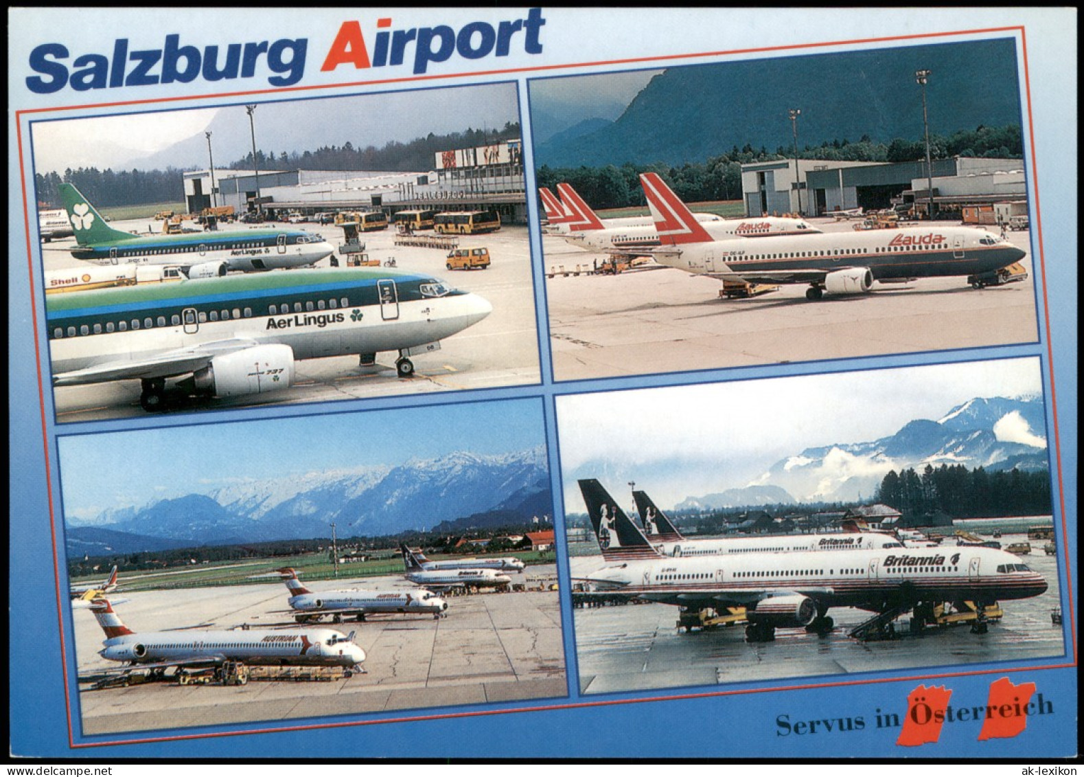 Salzburg Flughafen Airport Flugzeuge Div. Airlines, Mehrbild-AK 1997 - Otros & Sin Clasificación