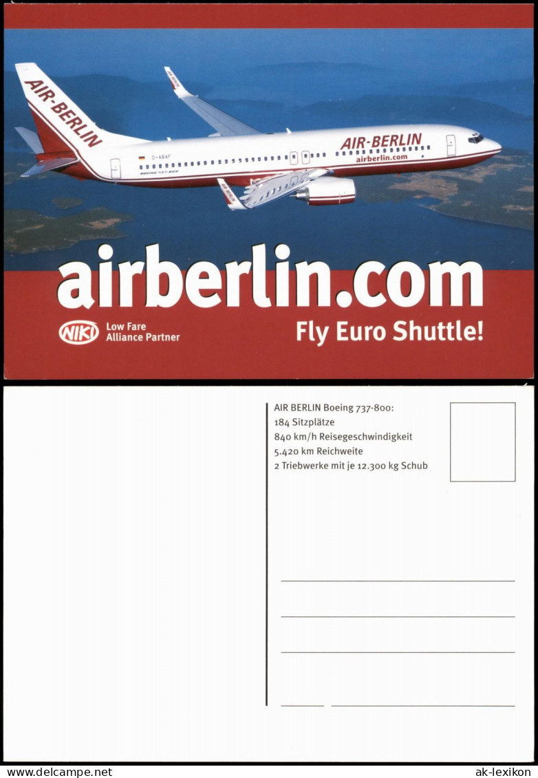 Ansichtskarte  AIR BERLIN Boeing 737-800: Flugzeuge - Airplane 1999 - 1946-....: Era Moderna