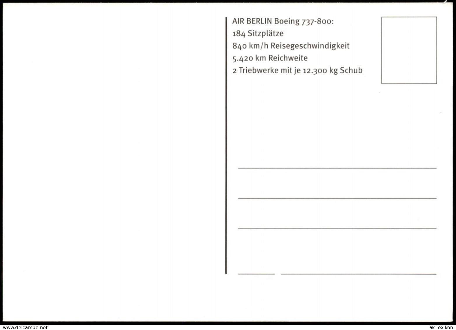 Ansichtskarte  AIR BERLIN Boeing 737-800: Flugzeuge - Airplane 1999 - 1946-....: Ere Moderne