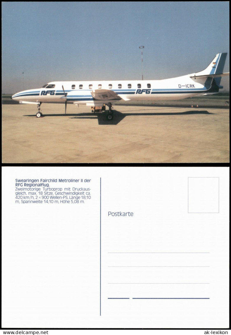 Ansichtskarte  Swearingen Fairchild Metroliner Il RFG Regionald 2002 - 1946-....: Moderne