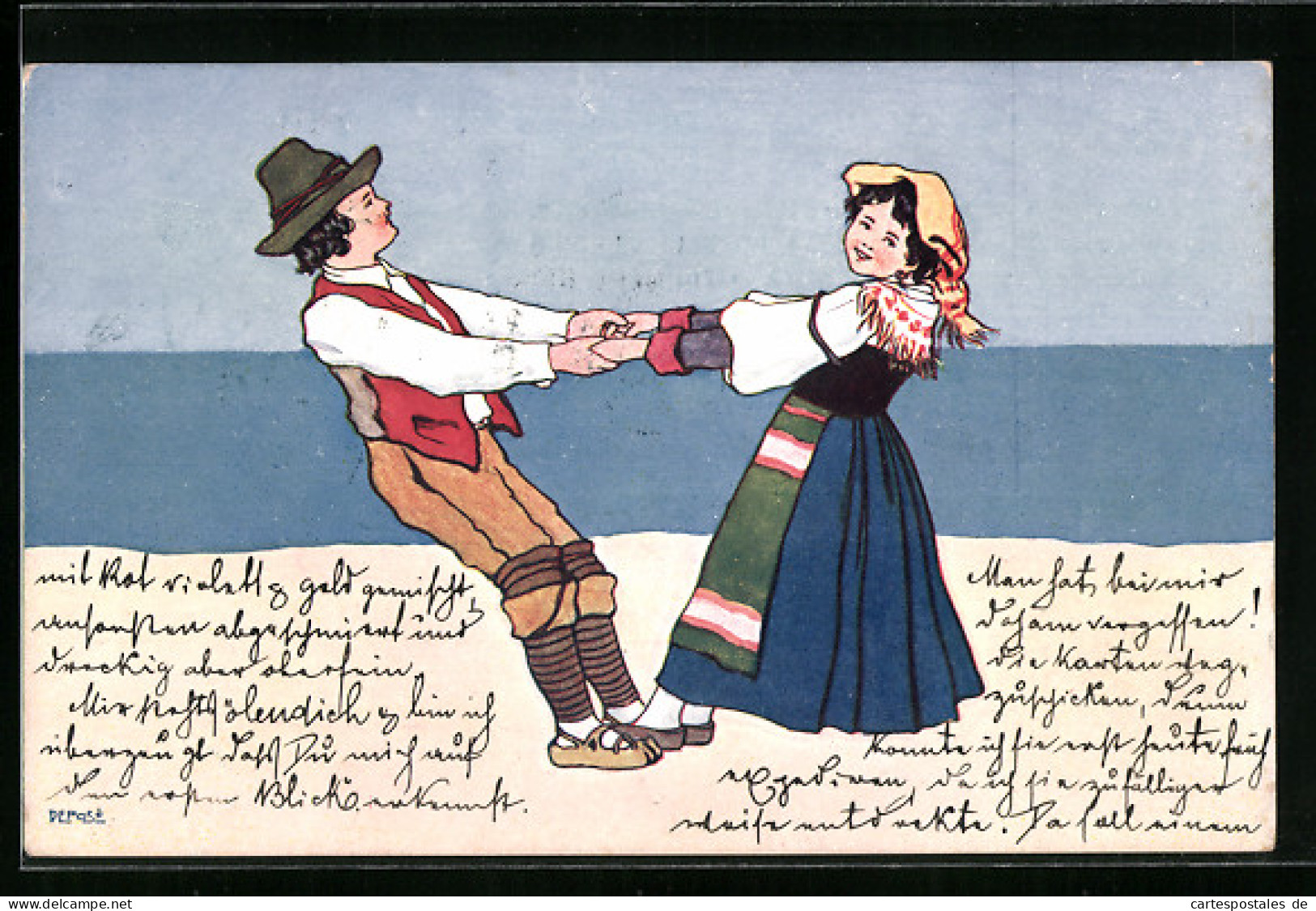 Künstler-AK Brüder Kohn (B.K.W.I) Nr. 602-5: Junge Und Mädchen Beim Tanz  - Other & Unclassified