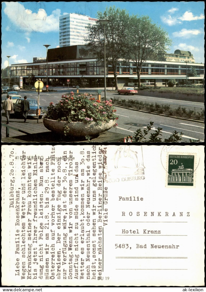 Ansichtskarte Duisburg Mercatorhalle , Straße Autos 1970 - Duisburg