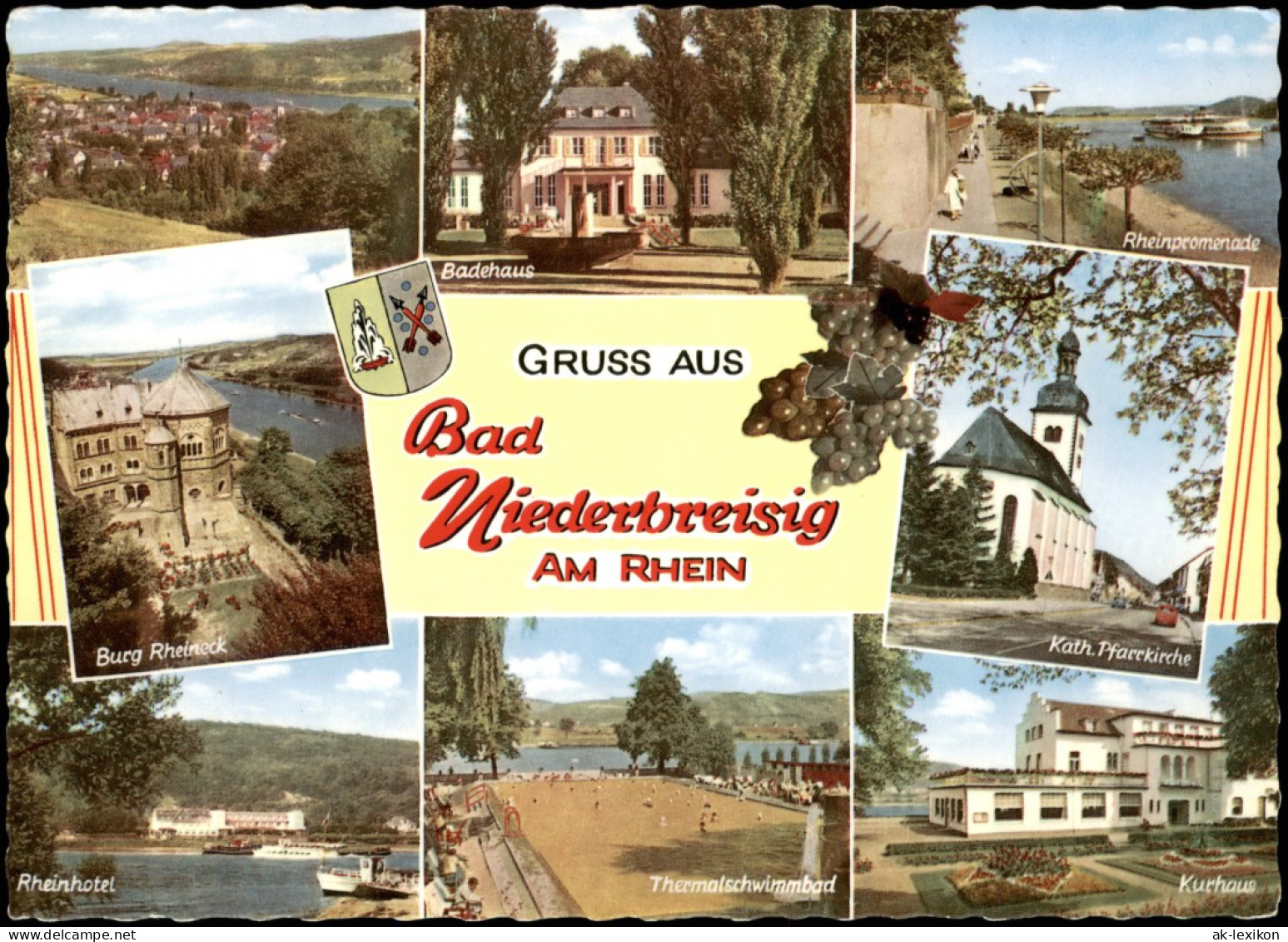 Bad Niederbreisig Mehrbildkarte Mit Rheinhotel, Schwimmbad, Kurhaus Uvm. 1962 - Otros & Sin Clasificación