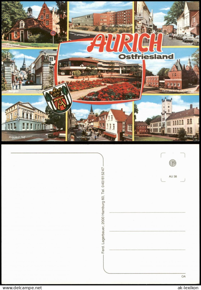 Aurich-Leer Ostfriesland  Rathaus, Wilhelmstrasse Krankenhaus, Nordertraße 1988 - Aurich