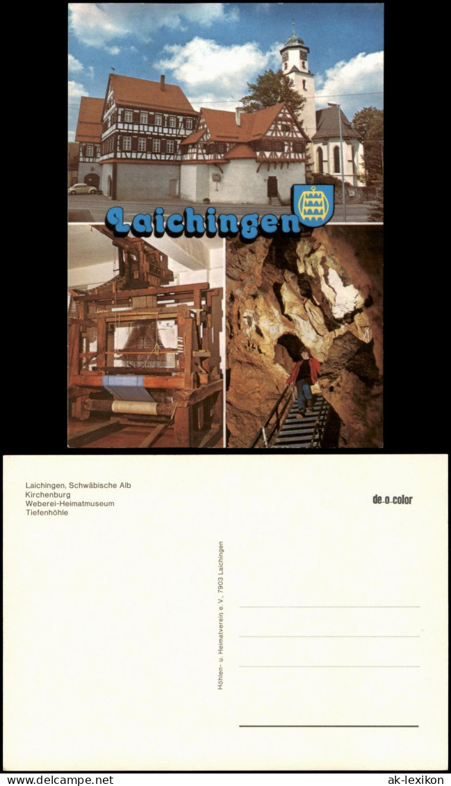 Laichingen Mehrbild-AK Mit Kirchenburg Weberei-Heimatmuseum Tiefenhöhle 1980 - Other & Unclassified