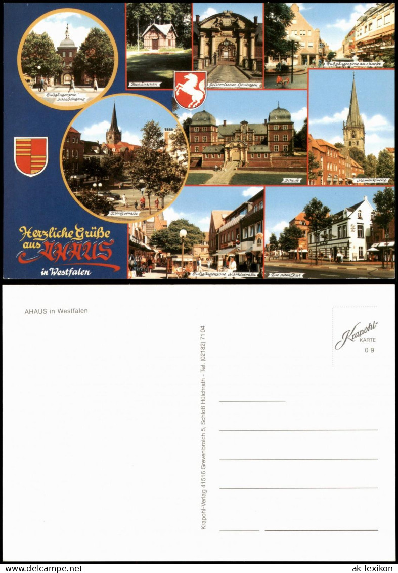 Ahaus Mehrbildkarte Mit Schloß, Fußgängerzone, Gasthaus Zur Alten Post Uvm. 1980 - Other & Unclassified