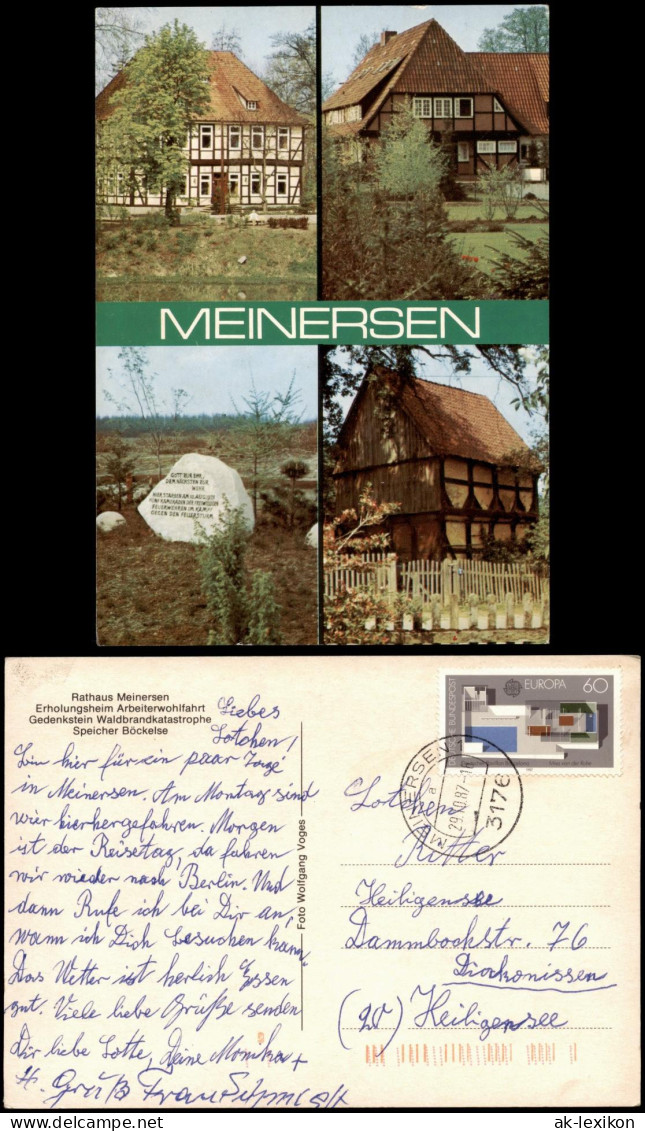 Ansichtskarte Meinersen Rathaus, Gedenkstein, Erholungsheim 1987 - Other & Unclassified