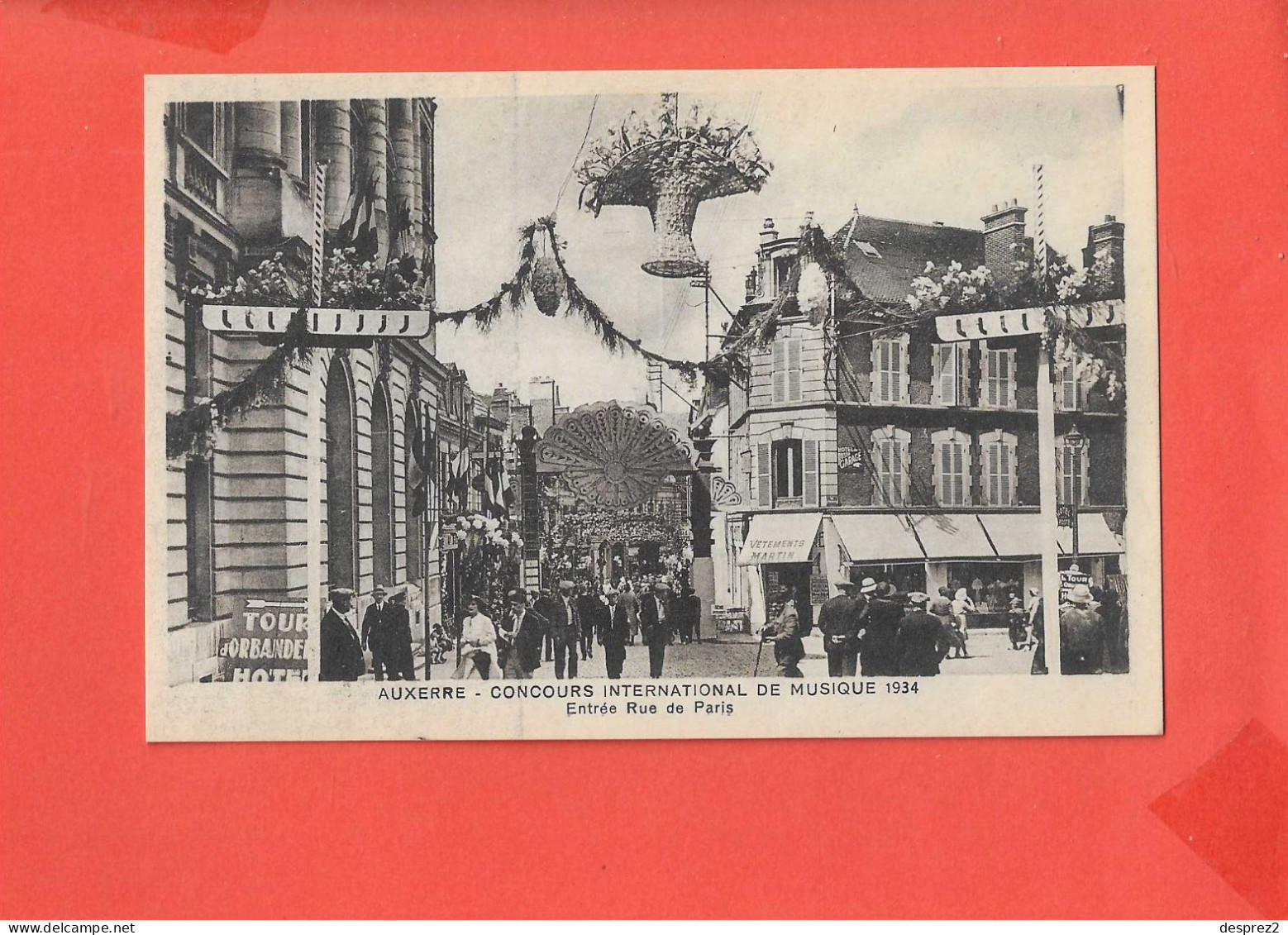 89 AUXERRE CONCOURS MUSIQUE 1934 Cpa Animée Entrée Rue De Paris      Edit G Harry - Auxerre