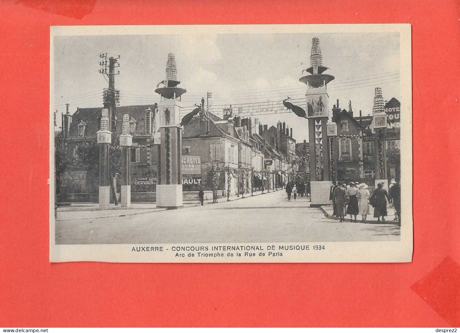 89 AUXERRE CONCOURS MUSIQUE 1934 Cpa Animée Arc De Triomphe Rue De Paris    Edit G Harry - Auxerre