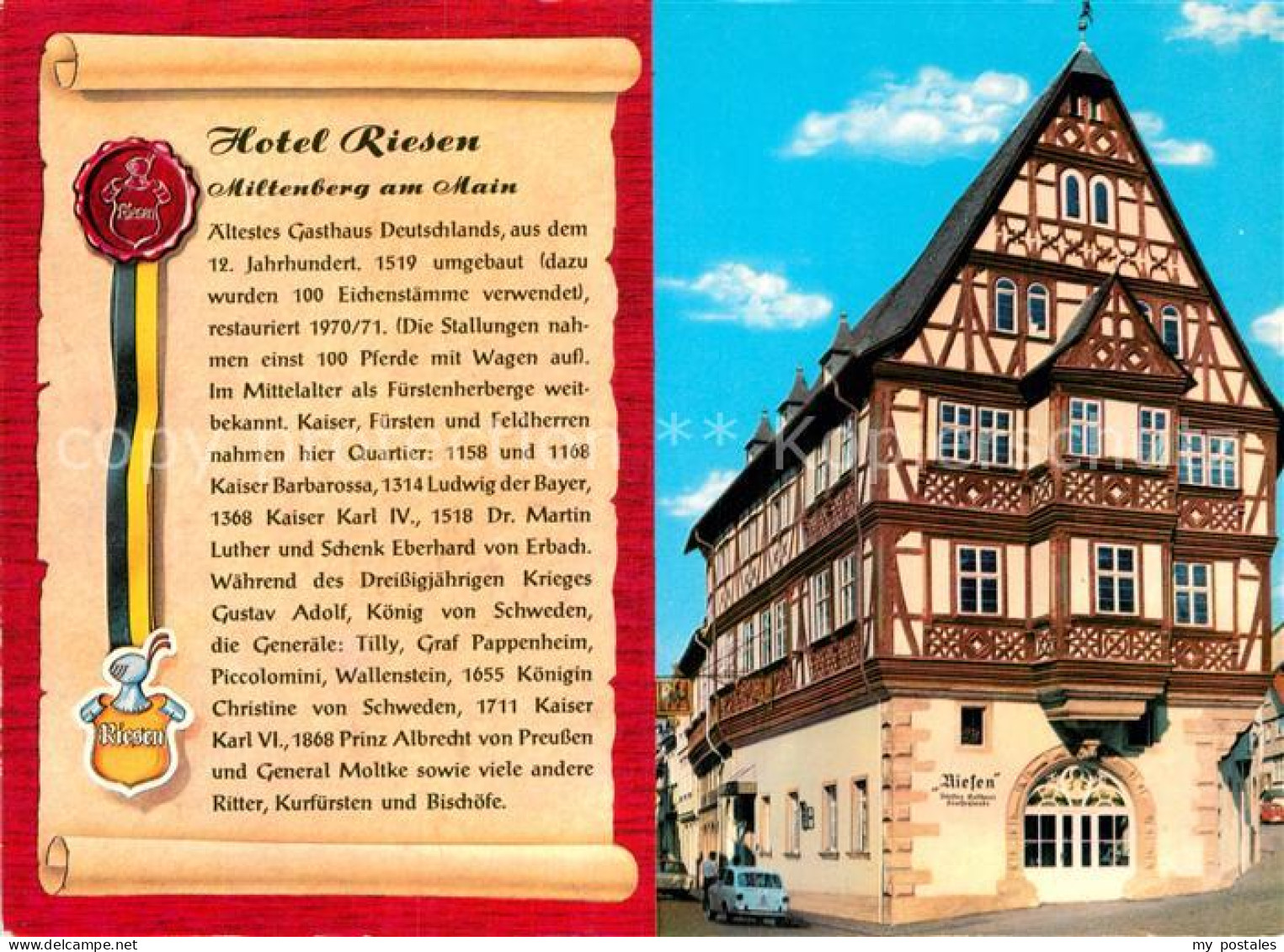 72954574 Miltenberg Main Hotel Riesen Aeltestes Gasthaus Deutschlands Fachwerkha - Altri & Non Classificati