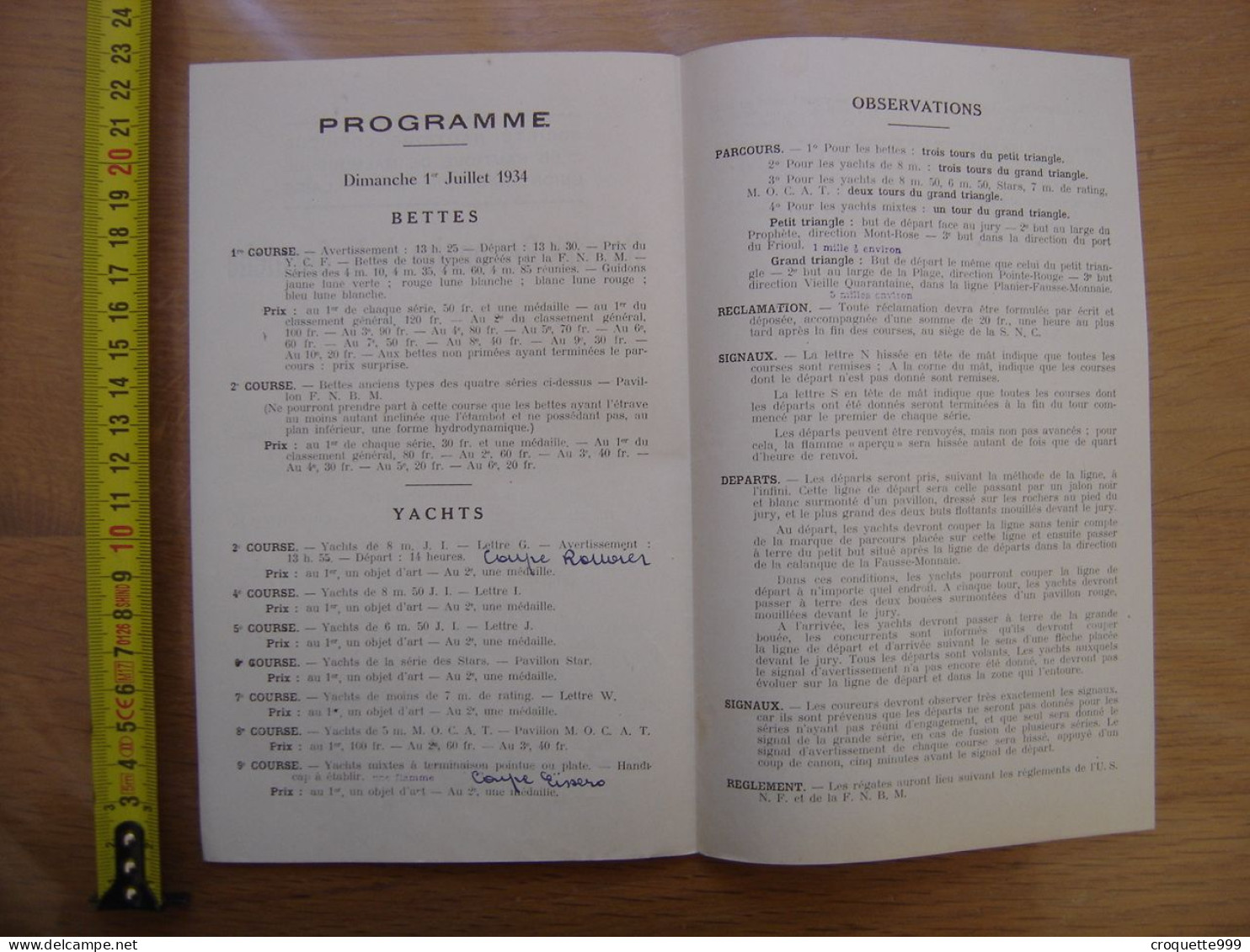 1934 Livret Club Nautique Malmousque Marseille Règates Régionales Rade D'Endoume - Non Classés