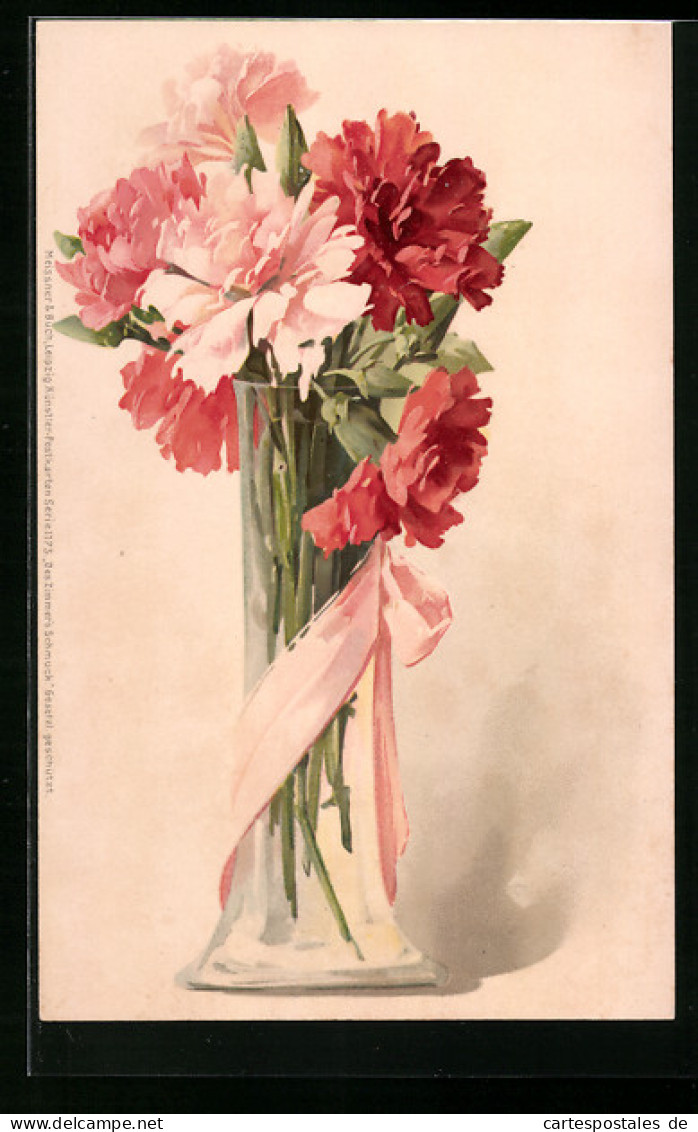 Künstler-AK Meissner & Buch (M&B) Nr. 1175: Schöner Rot-weisser Blumenstrauss  - Autres & Non Classés