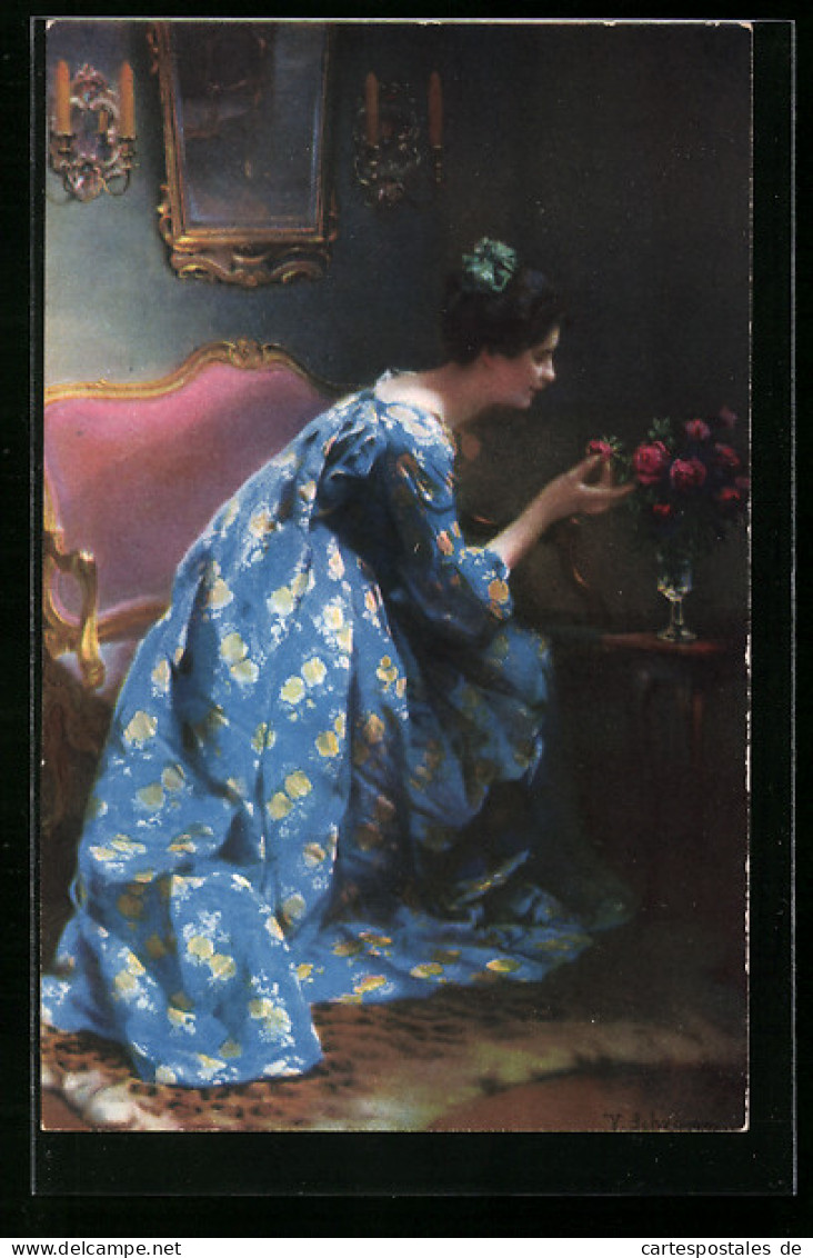 Künstler-AK Meissner & Buch (M&B) Nr. 2617: Die Blaue Dame  - Autres & Non Classés
