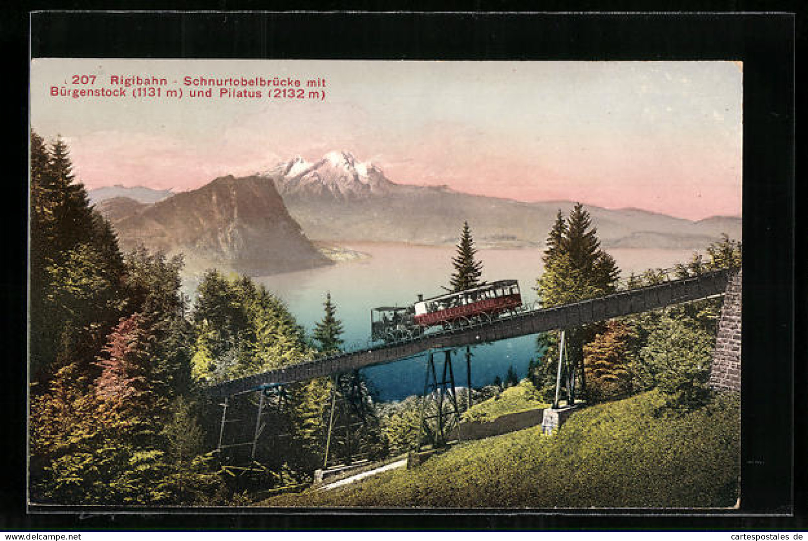 AK Rigi-Bergbahn Mit Schnurtobelbrücke, Bürgenstock Und Pilatus  - Altri & Non Classificati