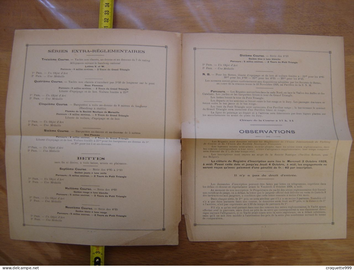 1928 Livret Societe Nautique De Marseille Règates Régionales Yacht Club De France - Unclassified