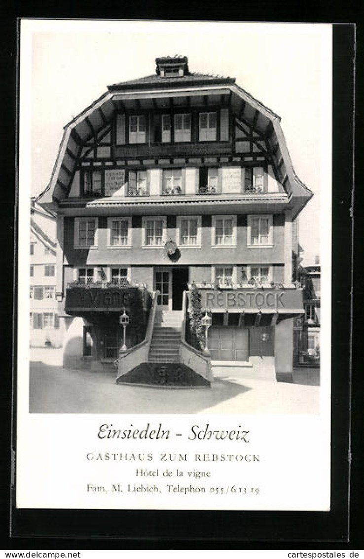 AK Einsiedeln, Gasthaus Zum Rebstock, Bes. Fam. M. Liebich  - Einsiedeln