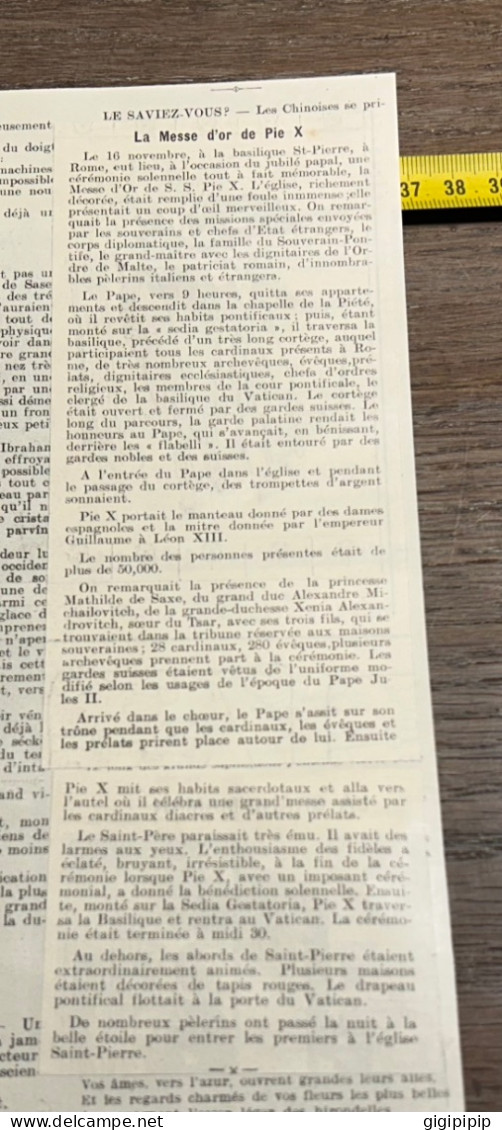 1908 PATI MESSE D'OR DE S. S. PIE X Sur La Place Saint-Pierre à Rome. - Colecciones