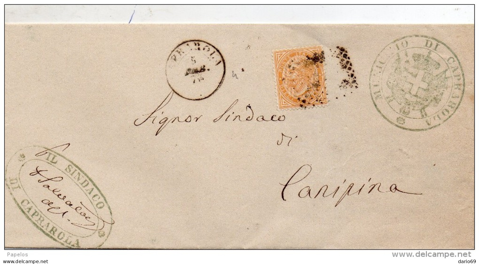 1875  LETTERA CON ANNULLO CAPRAROLA VITERBO - Poststempel