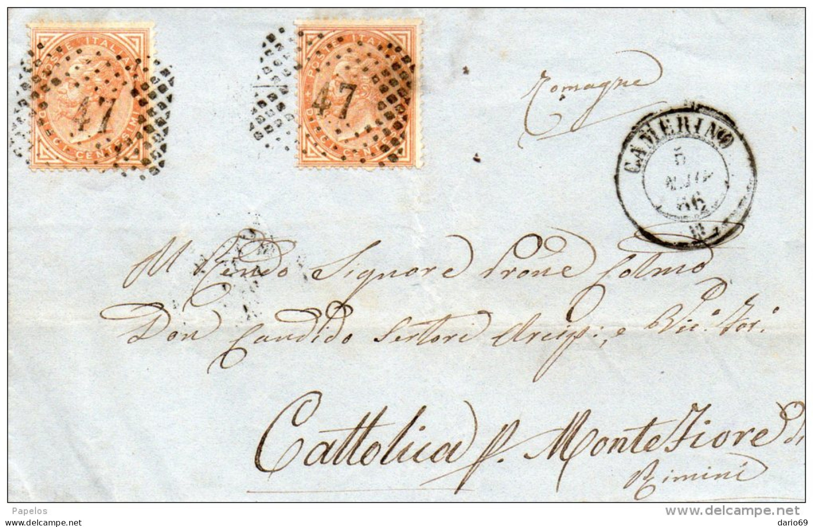 1866   LETTERA CON ANNULLO CAMERINO MACERATA - Storia Postale