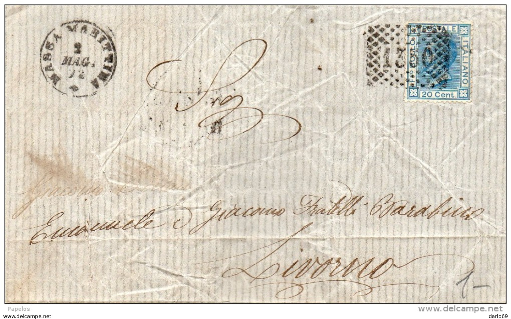 1872   LETTERA CON ANNULLO MASSA MARITTIMA GROSSETO - Storia Postale