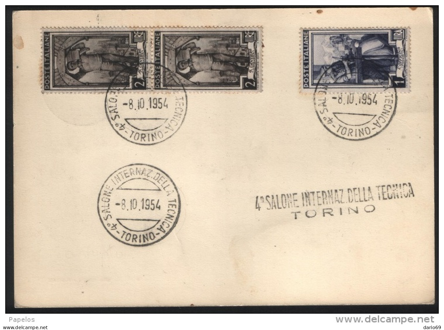 1954 CARTOLINA CON ANNULLO TORINO  4 SALONE INTERNAZIONALE DELLA TECNICA - 1946-60: Poststempel