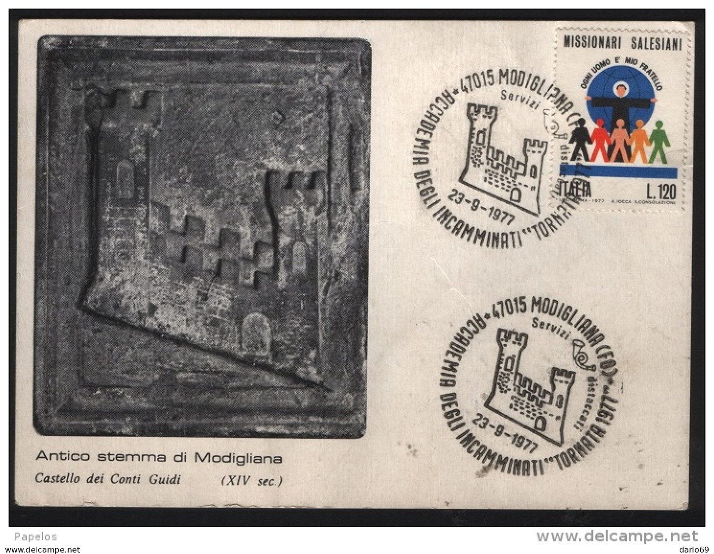 1977  CARTOLINA CON ANNULLO  MODIGLIANA  FO -  ACCADEMIA DEGLI INCAMMINATI - 1971-80: Marcophilie