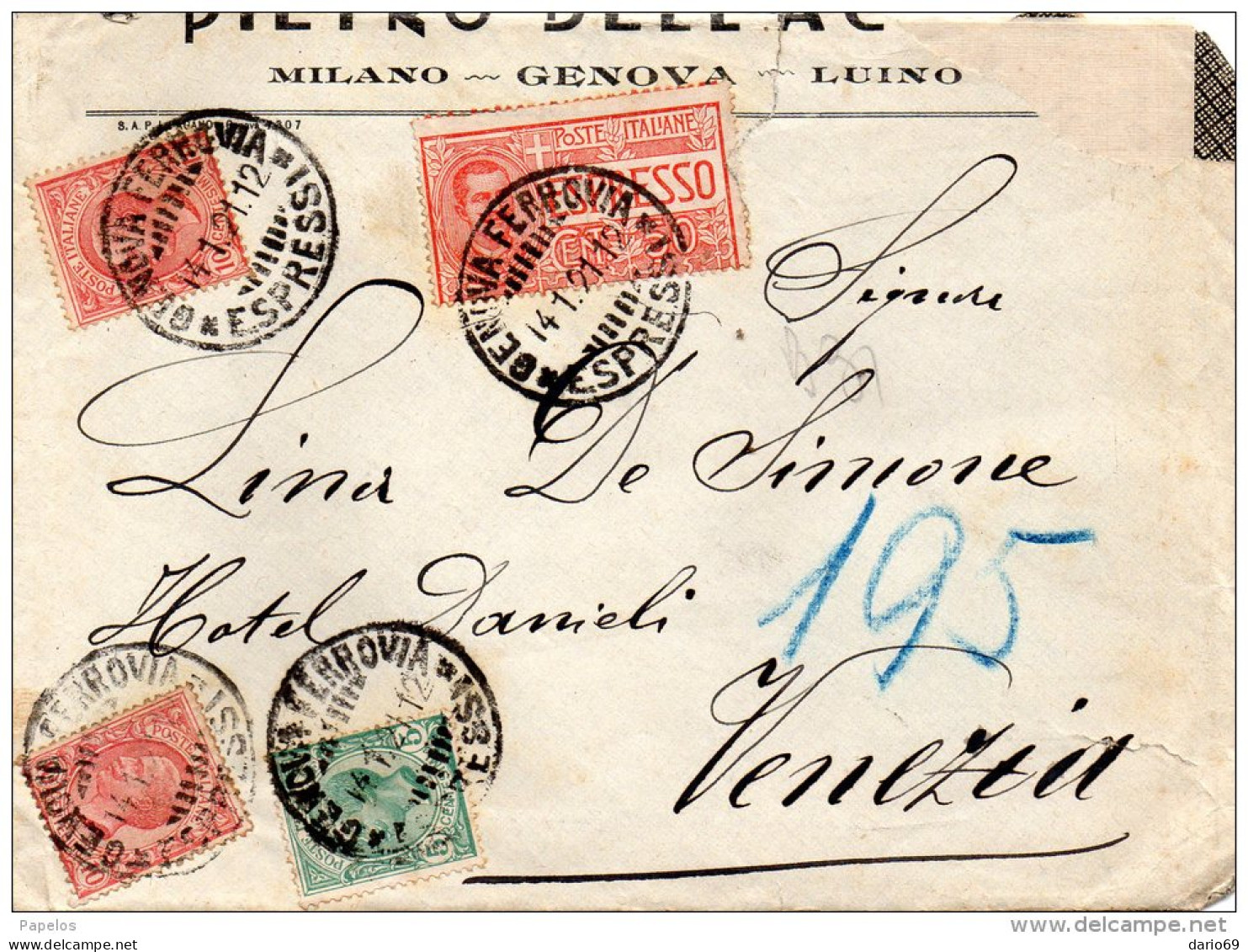 1921 LETTERA ESPRESSO  CON ANNULLO  GENOVA - Correo Urgente