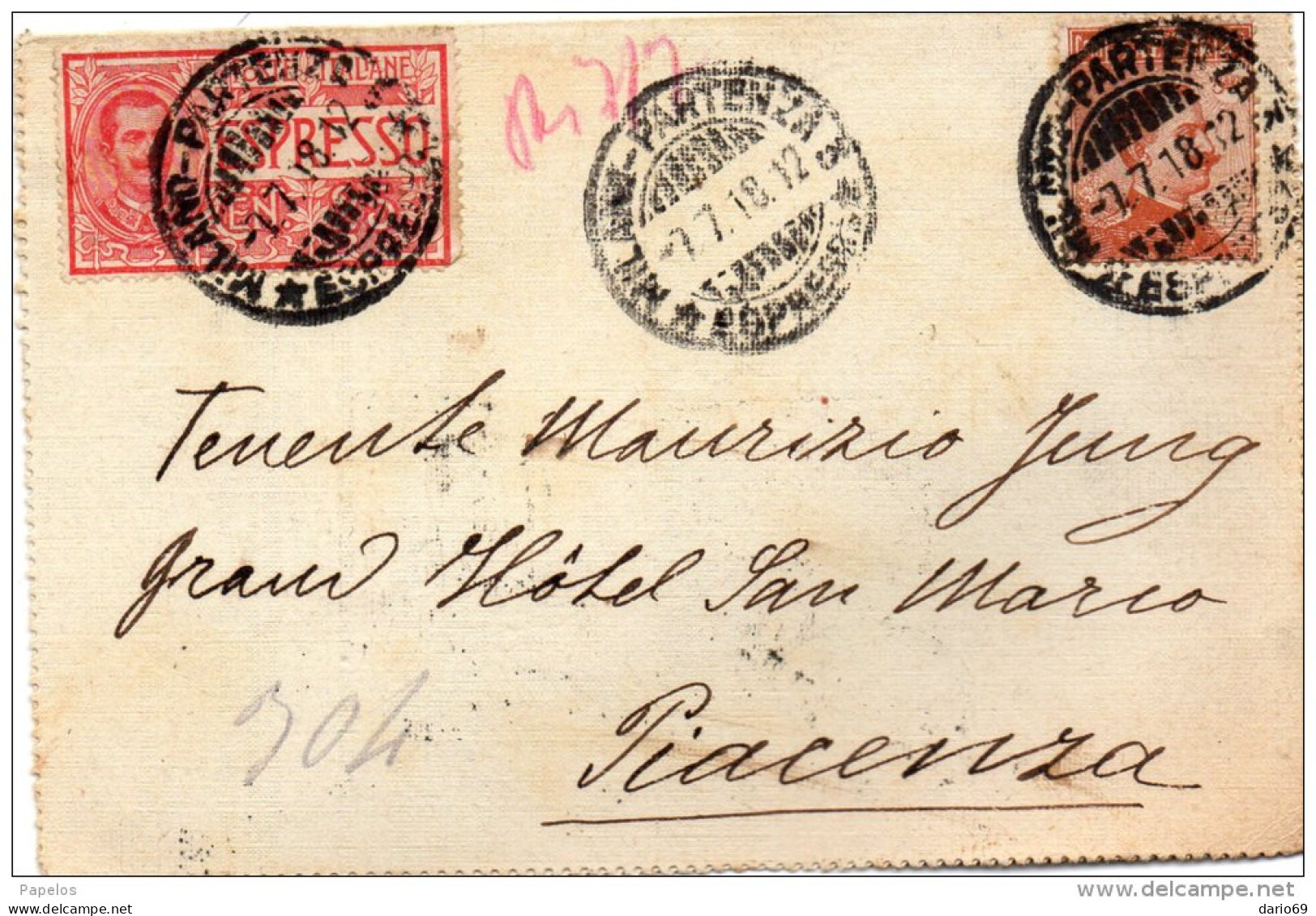 1918 CARTOLINA ESPRESSO CON ANNULLO MILANO - Storia Postale