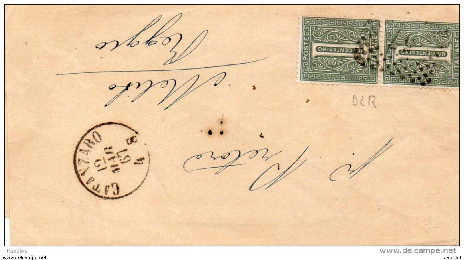 1867 LETTERA CON ANNULLO CATANZARO - Marcophilie