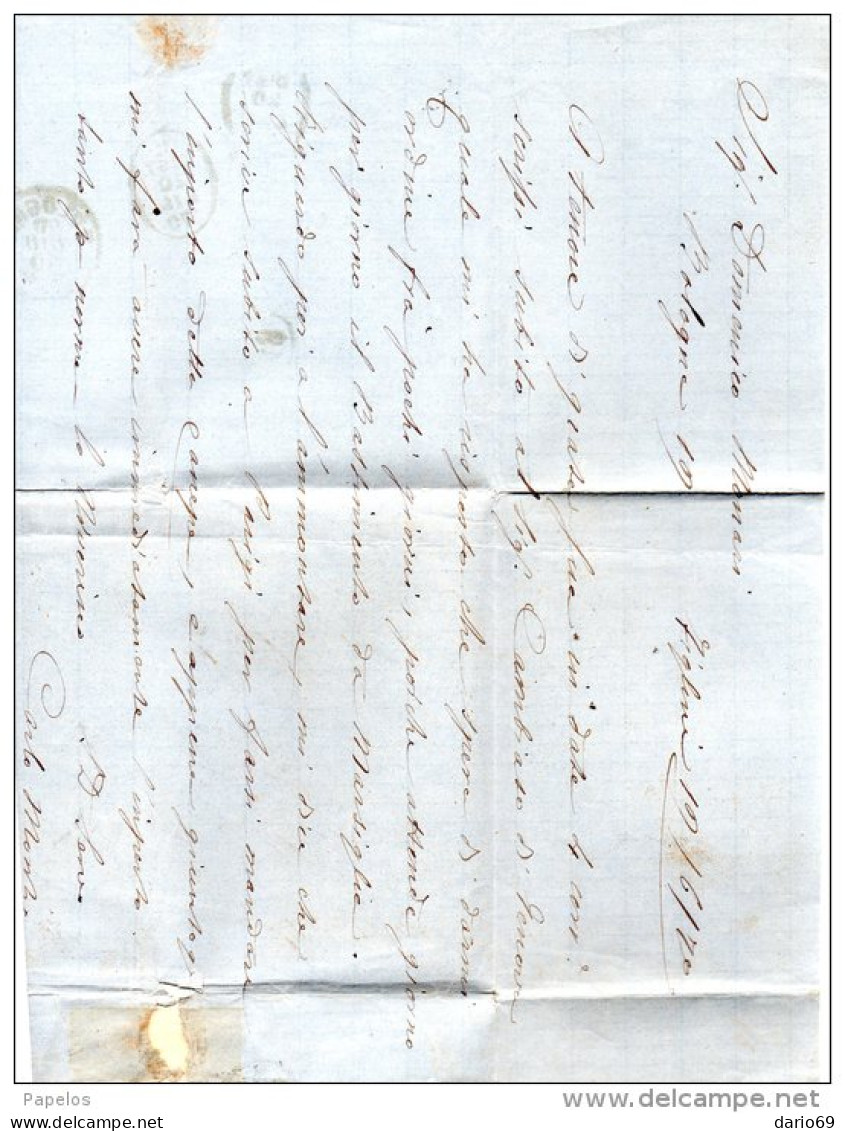 1870 LETTERA CON ANNULLO FIGLINE - DENTELLATURA FORTEMENTE SPOSTATA - Marcophilia