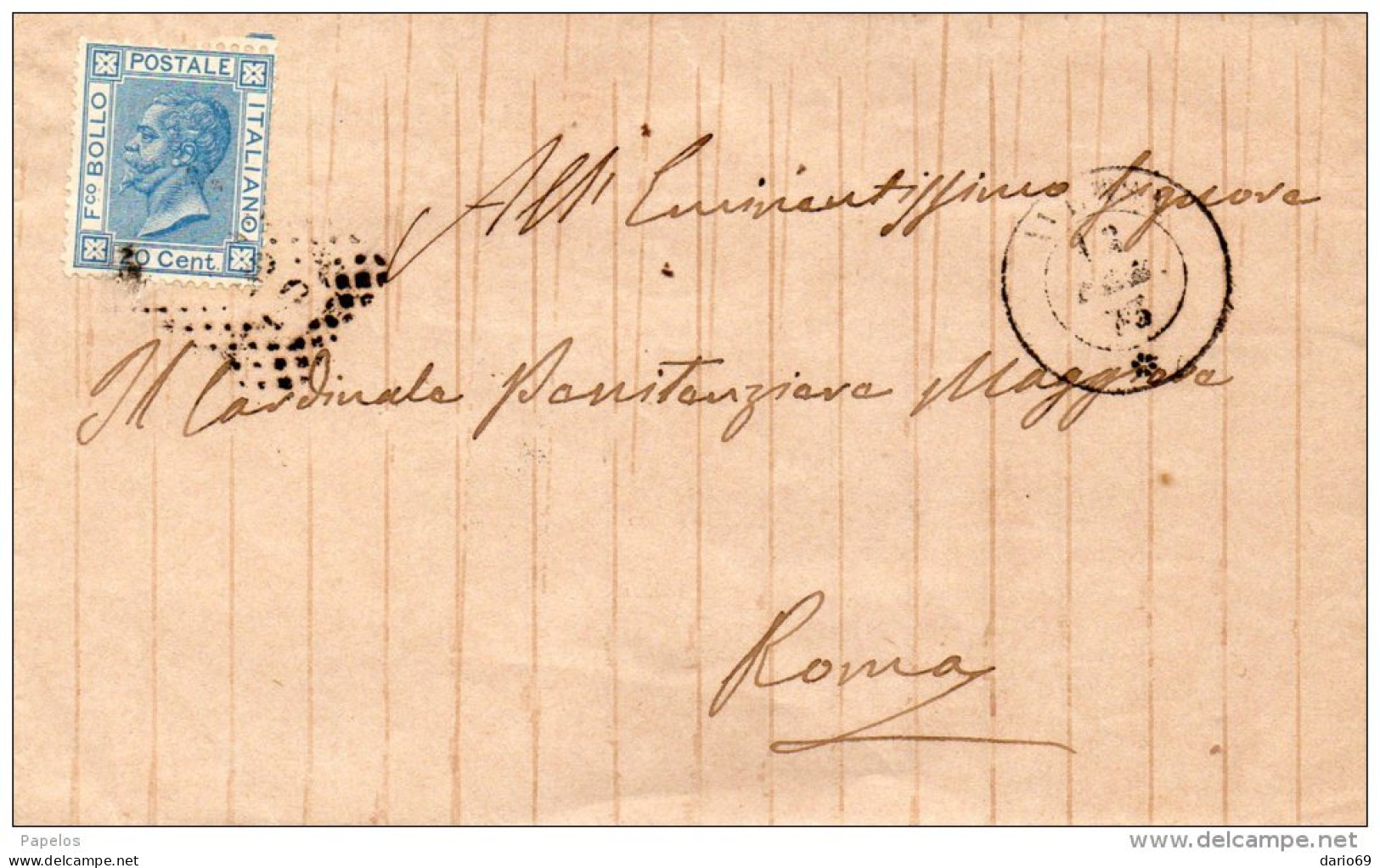 1873 LETTERA CON ANNULLO AVERSA CASERTA - Storia Postale