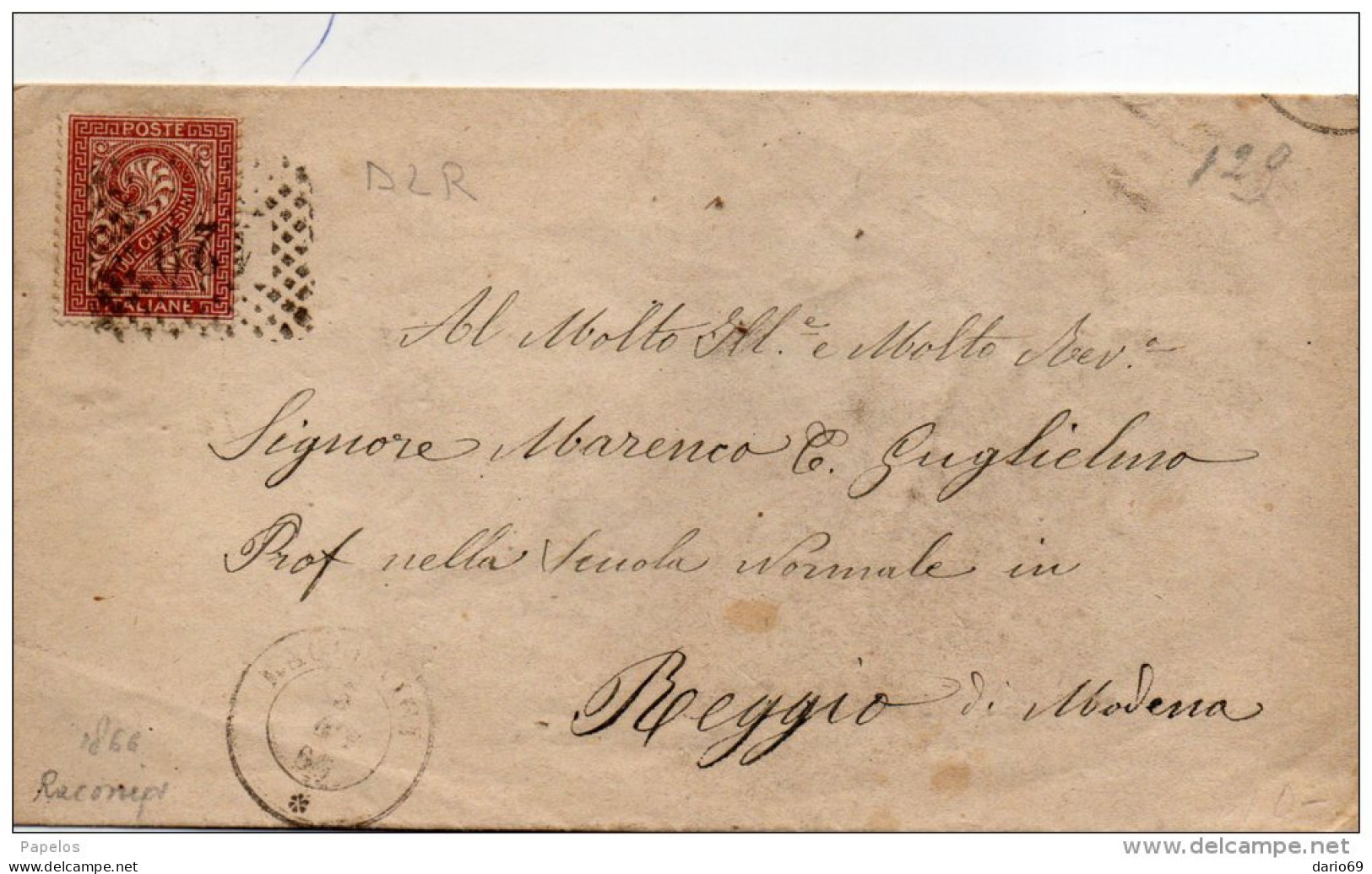 1866 LETTERA CON ANNULLO RACCONIGI - Marcophilie