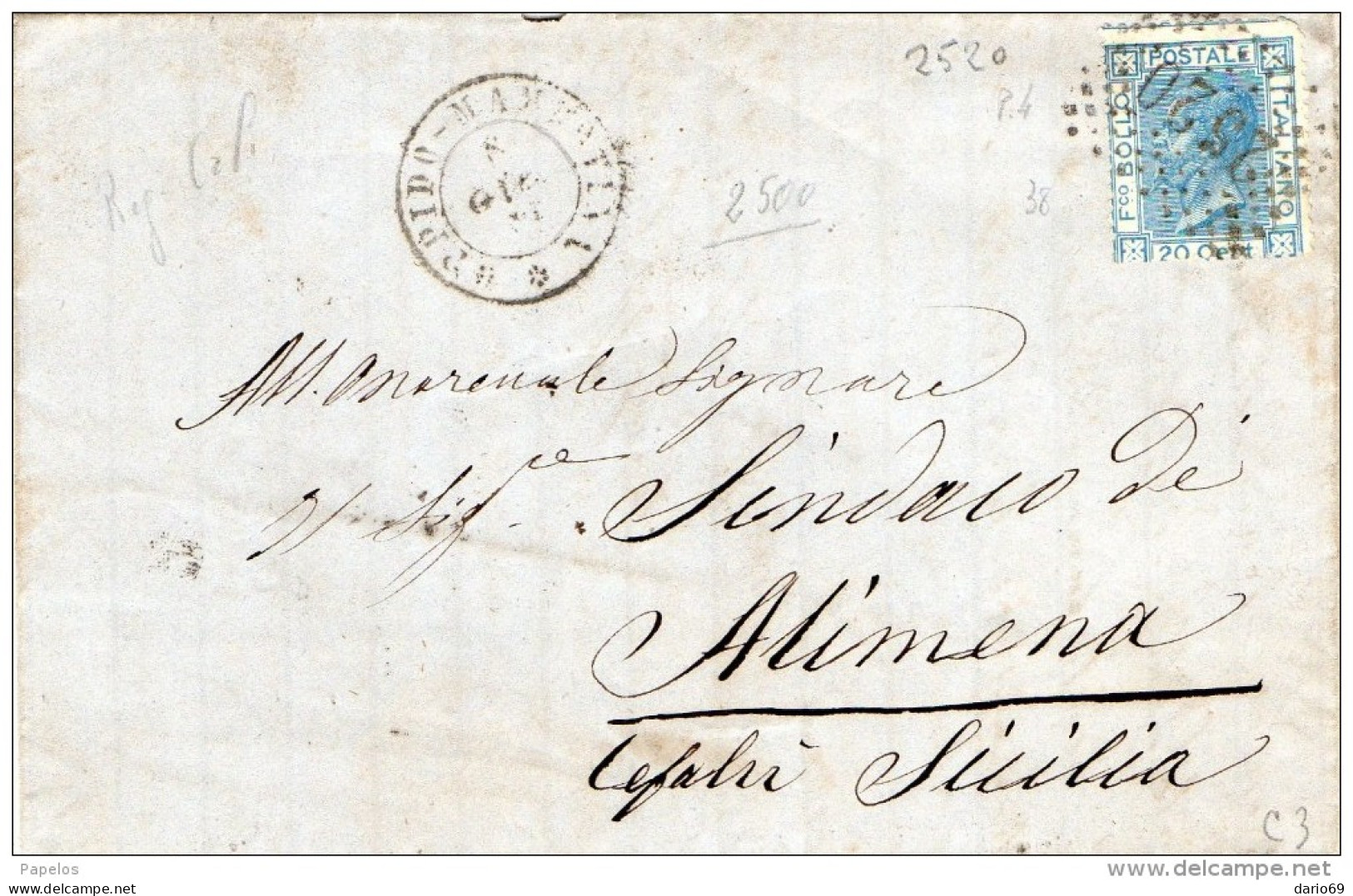 1871    LETTERA CON ANNULLO   Oppido Mamertina REGGIO CALABRIA - CON TESTO - Poststempel