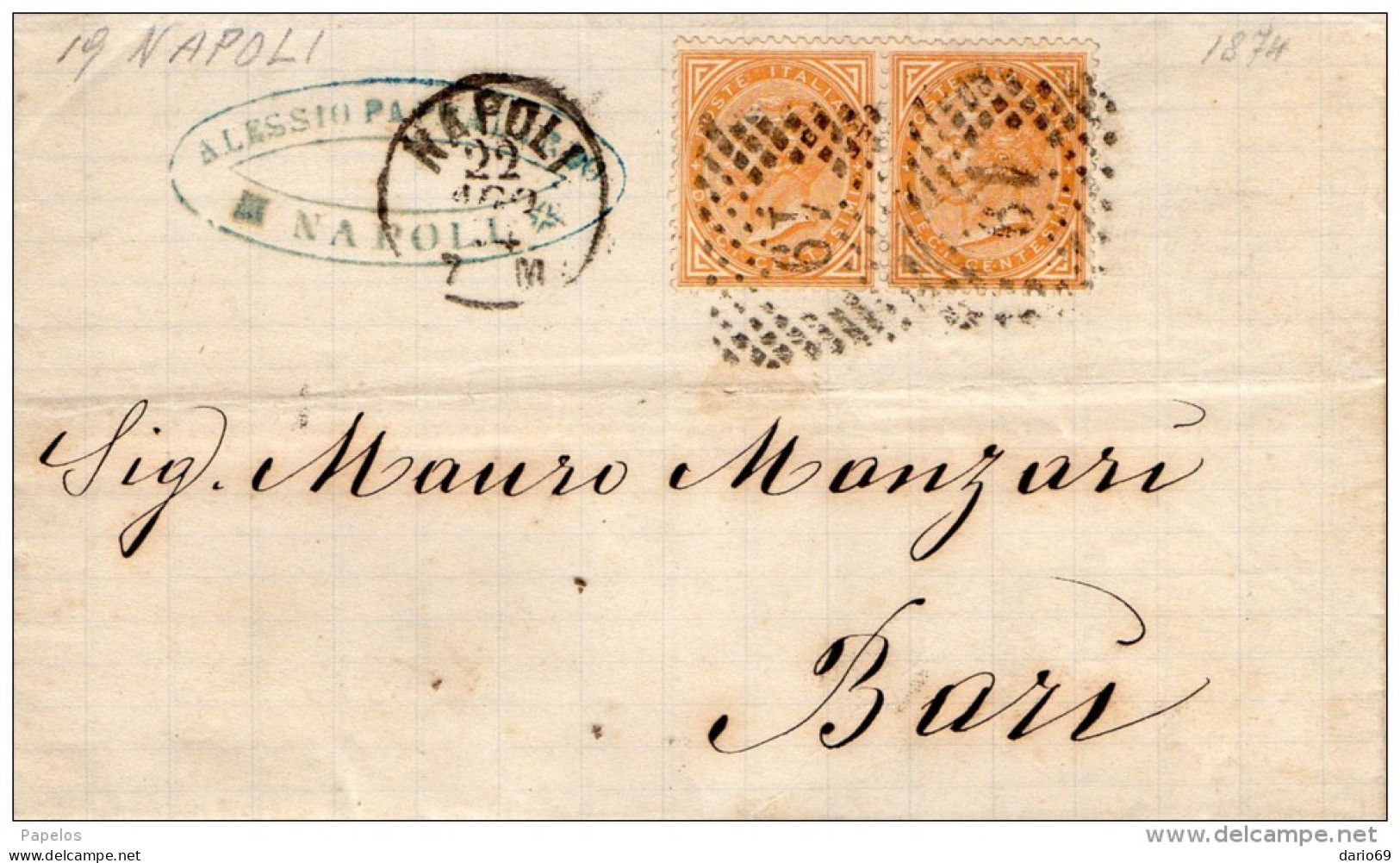 1874  LETTERA CON ANNULLO NAPOLI - Marcofilie