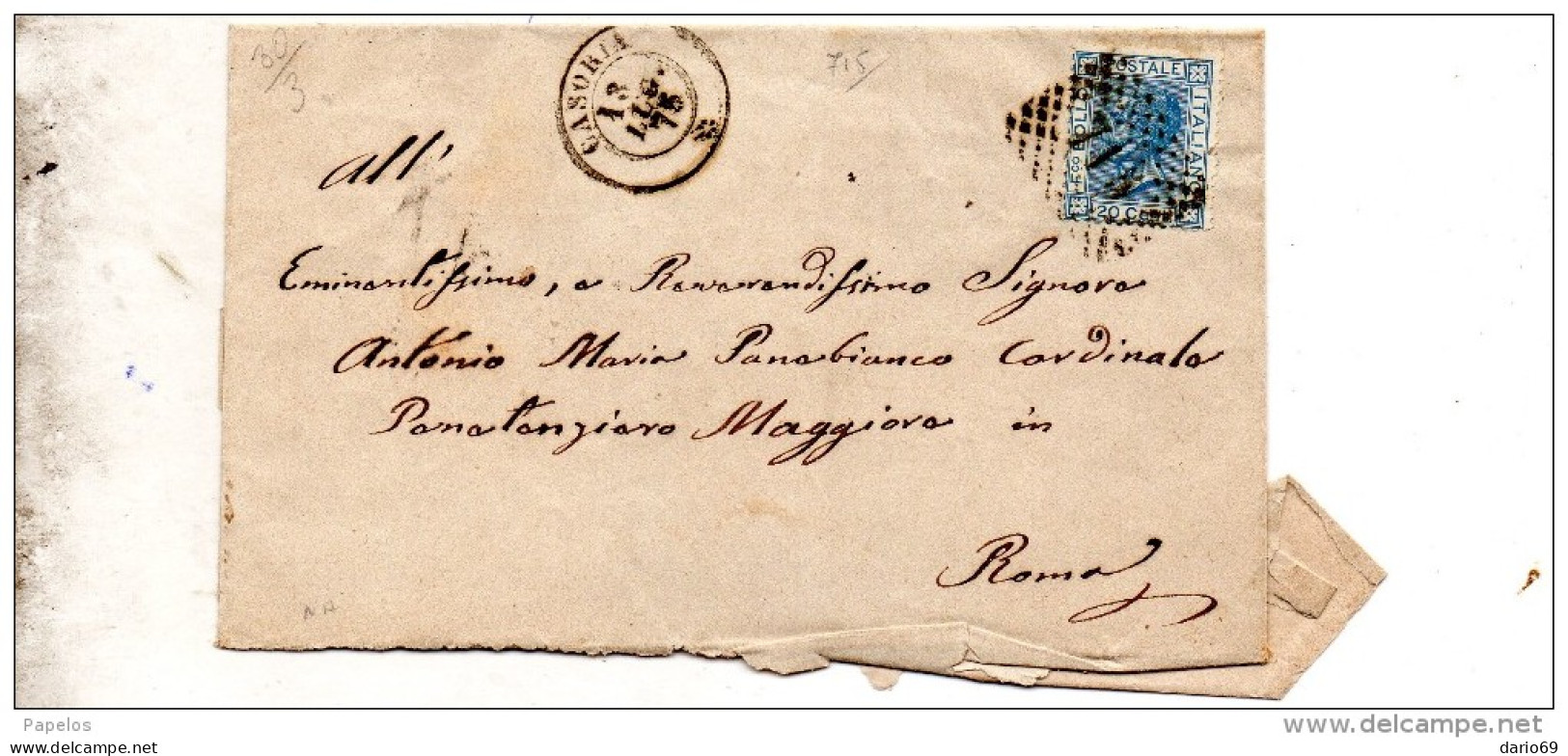 1878    LETTERA CON ANNULLO CASORIA NAPOLI - Storia Postale
