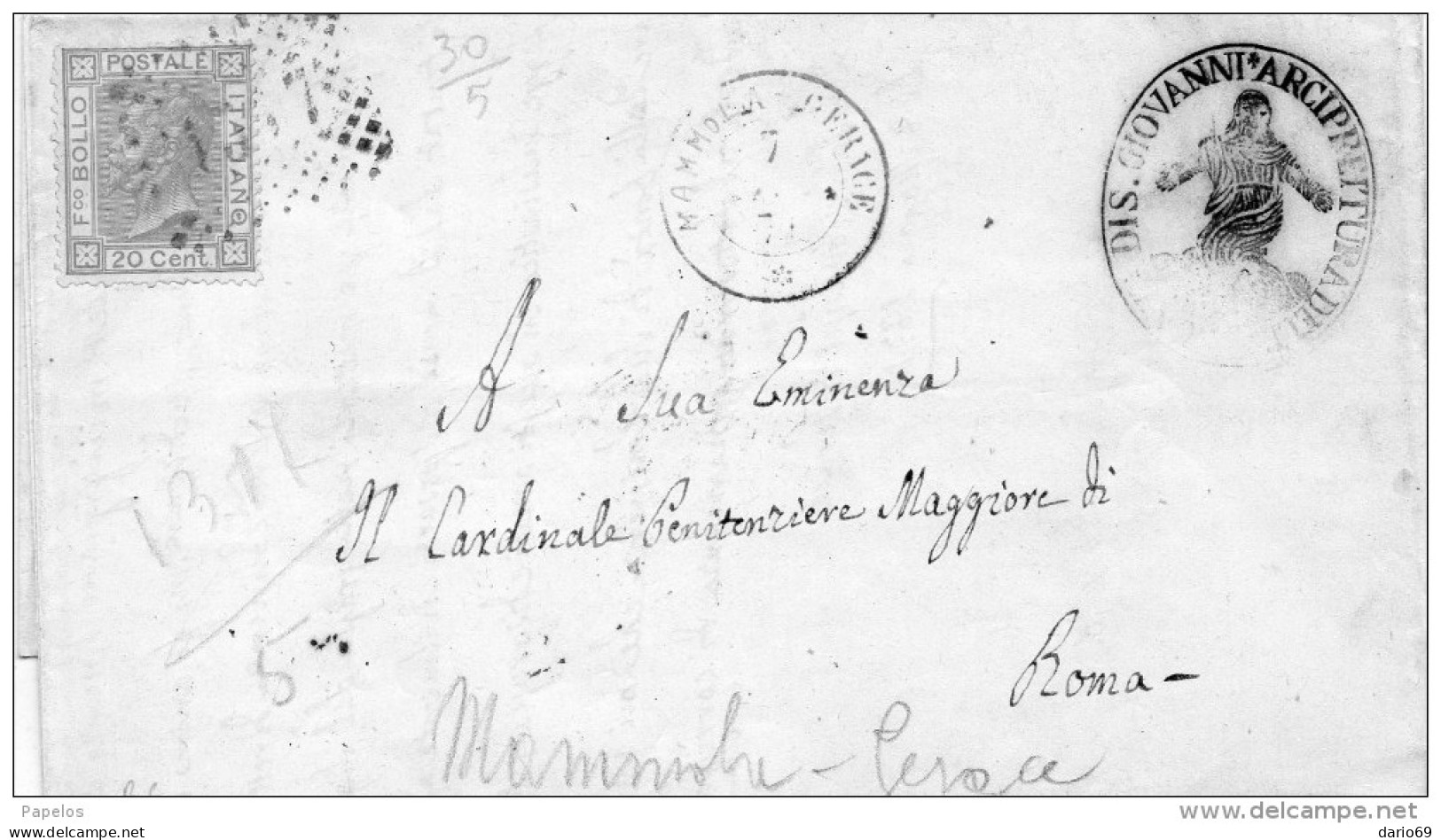1875    LETTERA CON ANNULLO GERACE REGGIO CALABRIA - Marcofilie