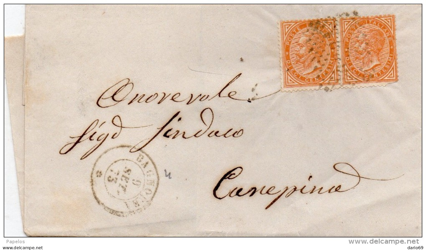 1873    LETTERA CON ANNULLO BAGNOREGIO VITERBO - Marcophilie