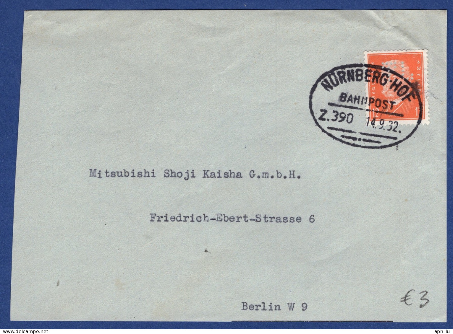 Bahnpost (Ambulant; R.P.O./T.P.O.) Nürnberg-Hof (nur Vorderseite/Ausschnitt) (ad3886) - Brieven En Documenten