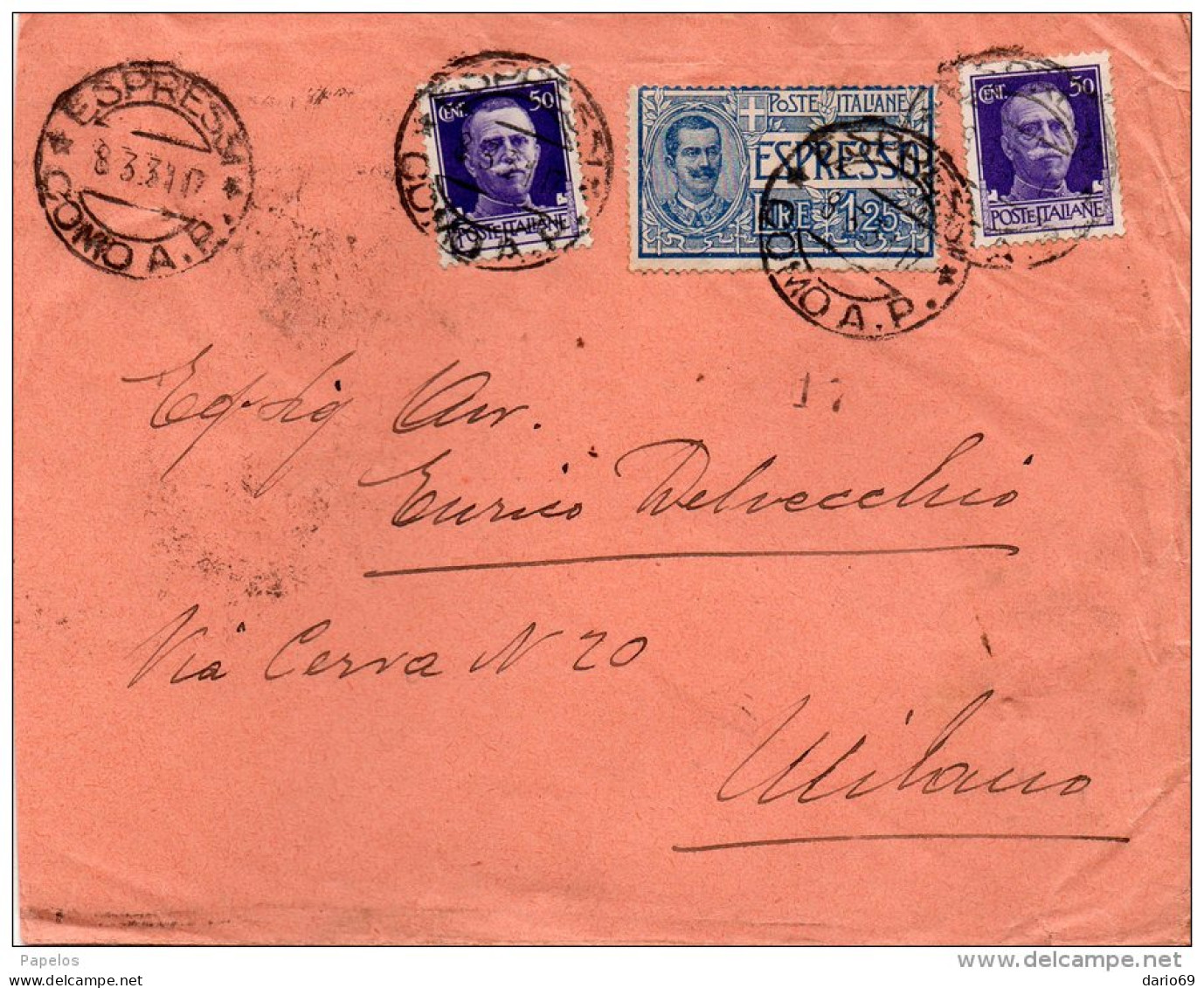 1931  LETTERA ESPRESSO CON ANNLLO  COMO - Express Mail
