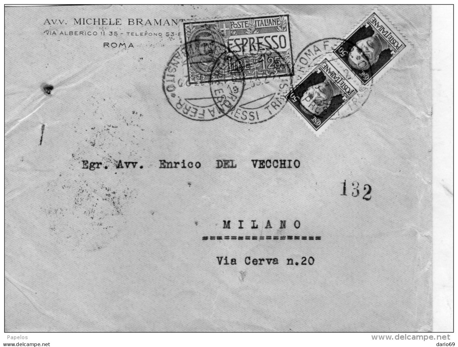 1933  LETTERA ESPRESSO CON ANNLLO  ROMA - Express Mail