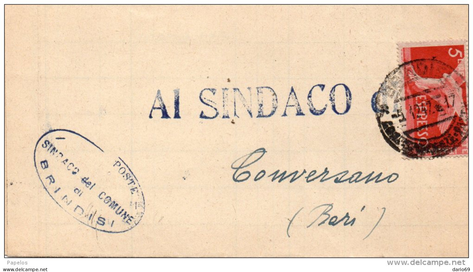 1947  LETTERA ESPRESSO CON ANNLLO  BRINDISII - Express-post/pneumatisch