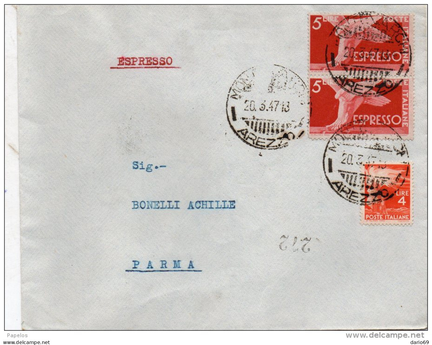1947  LETTERA ESPRESSO CON ANNLLO AREZZO - Express/pneumatic Mail