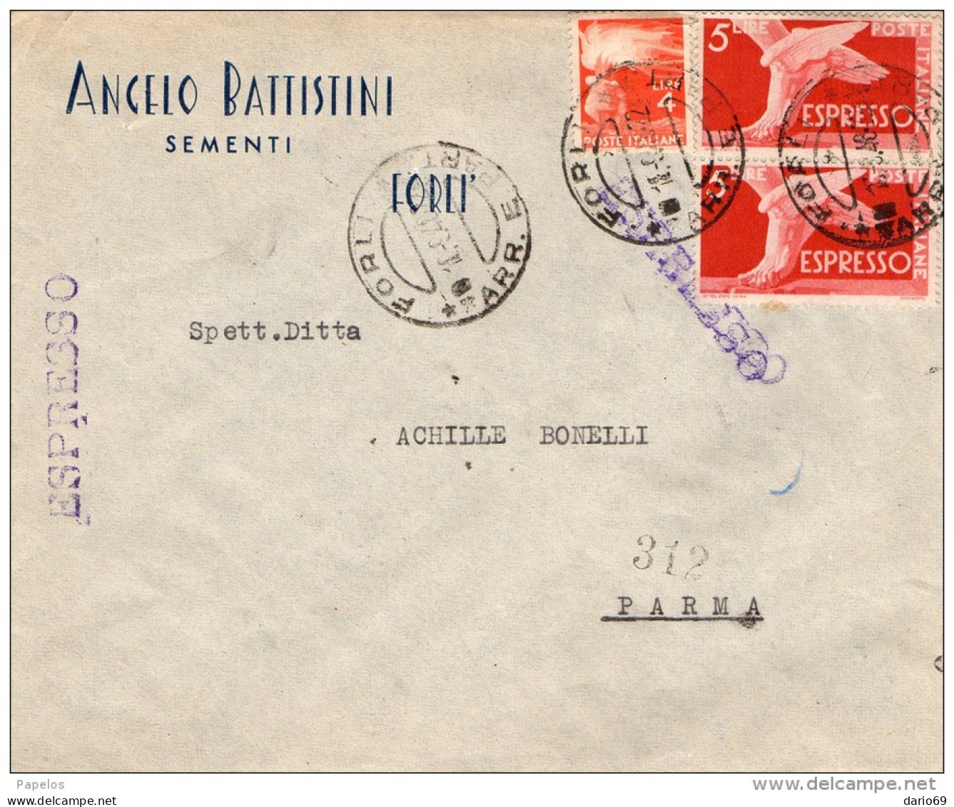 1946  LETTERA ESPRESSO CON ANNULLO FORLI' - Express/pneumatic Mail