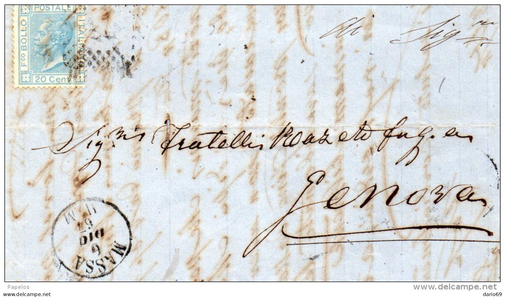 1867 LETTERA CON ANNULLO  MASSA - Poststempel