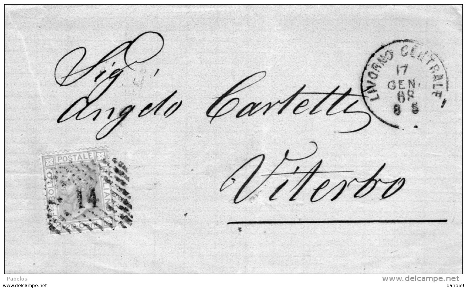 1868  LETTERA CON ANNULLO  LIVORNO - Marcophilie