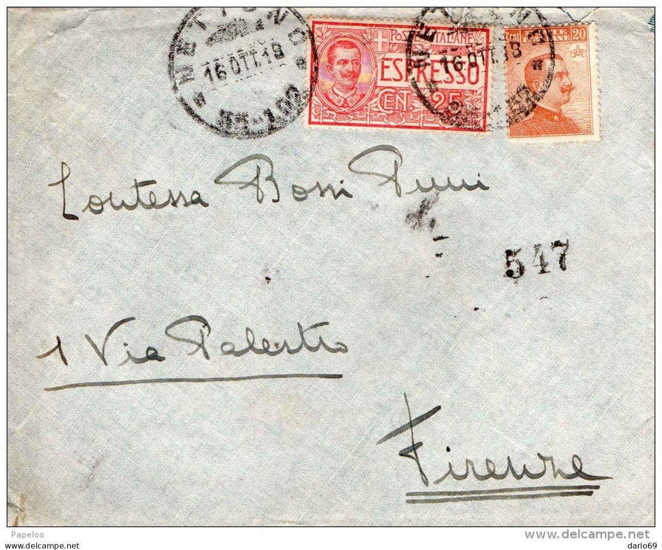 1919 LETTERA ESPRESSO  CON ANNULLO NETTUNO ROMA - Express Mail