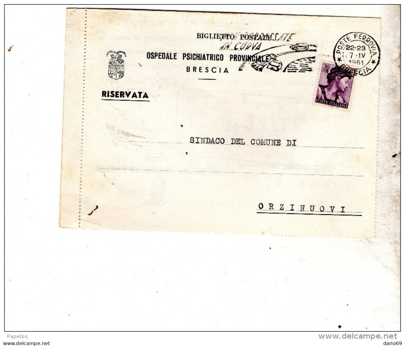 1961 LETTERA  CON ANNULLO BRESCIA   + TARGHETTA NON SORPASSATE IN CURVA - 1961-70: Poststempel