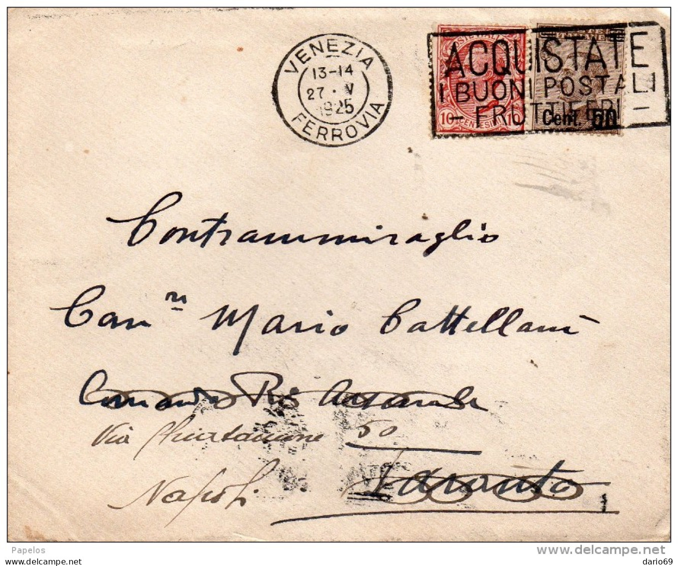 1925 LETTERA CON ANNULLO VENEZIA + TARGHETTA - Poststempel